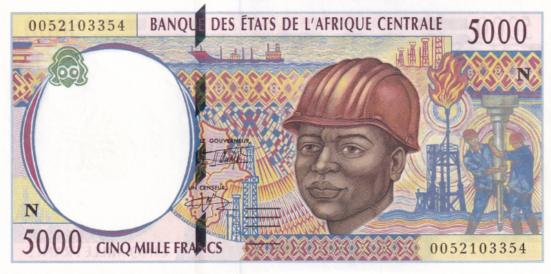 Central African States, 5.000 Francs, 2000, UNC, p504Nf, "N" Equatorial Guinea
E...