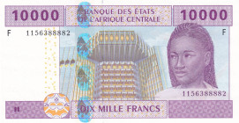 Central African States, 10.000 Francs, 2002, UNC, p510Fc, 'F'' Equatorial Guinea, Light handling
Estimate: USD 25-50