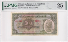 Colombia, 500 Pesos Oro, 1951/1953, VF, p391d, PMG 25
Estimate: USD 100-200