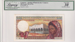 Comoros, 500 Francs, 1976, VF, p7a, LGC 30
Estimate: USD 30-60