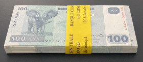 Congo Democratic Republic, 100 Francs, 2007, UNC, p98a, BUNDLE, (Total 100 Banknotes)
Estimate: USD 25-50