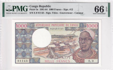 Congo Republic, 1.000 Francs, 1981/1984, UNC, p3e, PMG 66 EPQ
Estimate: USD 300-600
