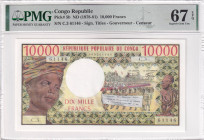 Congo Republic, 10.000 Francs, 1978/1981, UNC, p5b, PMG 67 EPQ, High condition

Estimate: USD 1000-2000