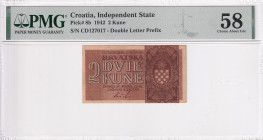 Croatia, 2 Kune, 1942, AUNC, p8b, PMG 58
Estimate: USD 25-50