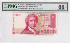 Croatia, 50.000 Dinara, 1993, UNC, p26a, PMG 66 EPQ
Estimate: USD 30-60