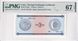 Cuba, 3 Pesos, UNC, pFX20, PMG 67 EPQ, High condition, TOP POP
, Currency certificate
Estimate: USD 25-50