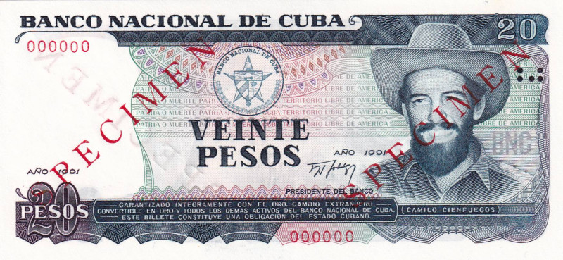 Cuba, 20 Dollars, 1991, UNC, p110a, SPECIMEN
Estimate: USD 20-40