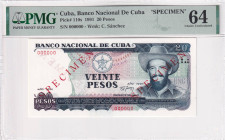 Cuba, 20 Pesos, 1991, UNC, p110s, SPECIMEN, PMG 64
Estimate: USD 40-80