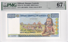 Djibouti, 2.000 Francs, 2005, UNC, p43, PMG 67 EPQ, High condition

Estimate: USD 30-60