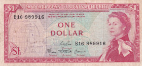 East Caribbean States, 1 Dollar, 1965, VF, p13b, Queen Elizabeth II. Potrait
Estimate: USD 10-20