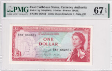 East Caribbean States, 1 Dollar, 1965, UNC, p13g, PMG 67 EPQ, High condition
, Queen Elizabeth II. Potrait
Estimate: USD 75-150
