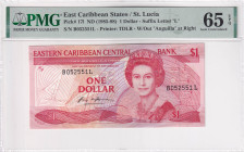 East Caribbean States, 1 Dollar, 1985/1988, UNC, p17l, PMG 65 EPQ, Queen Elizabeth II. Potrait
Estimate: USD 30-60