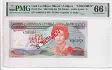 East Caribbean States, 100 Dollars, 1986/1988, UNC, p20as, SPECIMEN, PMG 66 EPQ, Queen Elizabeth II. Potrait
Estimate: USD 1.000-2.000