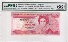 East Caribbean States, 1 Dollar, 1988/1989, UNC, p21u, PMG 66 EPQ, Queen Elizabeth II. Potrait
Estimate: USD 30-60