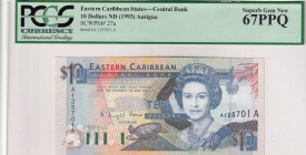 East Caribbean States, 10 Dollars, 1993, UNC, p27a, PCGS 67 PPQ, Queen Elizabeth II. Potrait
Estimate: USD 75-150