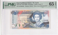 East Caribbean States, 10 Dollars, 1993, UNC, p27l, PMG 65 EPQ, Queen Elizabeth II. Potrait
Estimate: USD 100-200