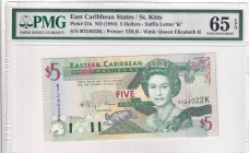 East Caribbean States, 5 Dollars, 1994, UNC, p31k, PMG 65 EPQ, Queen Elizabeth II. Potrait
Estimate: USD 30-60
