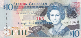 East Caribbean States, 10 Dollars, 2003, UNC, p43m, Queen Elizabeth II. Potrait
Estimate: USD 20-40