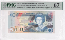 East Caribbean States, 10 Dollars, 2003, UNC, p43v, PMG 67 EPQ, High condition
, Queen Elizabeth II. Potrait
Estimate: USD 50-100
