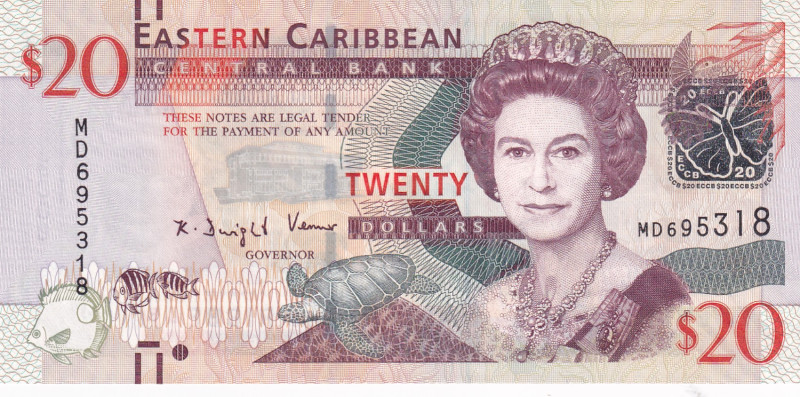 East Caribbean States, 20 Dollars, 2012, UNC, p53a, Queen Elizabeth II. Potrait
...