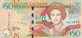 East Caribbean States, 50 Dollars, 2012, VF, p54, Queen Elizabeth II. Potrait
Estimate: USD 20-40