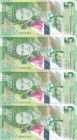 East Caribbean States, 5 Dollars, 2021, UNC, p55a, (Total 4 consecutive banknotes), Queen Elizabeth II portrait, Polymer banknote
Estimate: USD 20-40