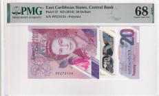 East Caribbean States, 20 Dollars, 2019, UNC, p57, PMG 68 EPQ, High Condition
, Queen Elizabeth II portrait, Polymer banknote
Estimate: USD 50-100