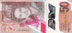 East Caribbean States, 50 Dollars, 2019, UNC, p58a, Queen Elizabeth II portrait, Polymer banknote
Estimate: USD 30-60