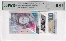 East Caribbean States, 100 Dollars, 2019, UNC, p59a, PMG 68 EPQ, High Condition
, Queen Elizabeth II portrait, Polymer banknote
Estimate: USD 75-150