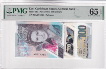 East Caribbean States, 100 Dollars, 2019, UNC, p59a, PMG 65 EPQ, Queen Elizabeth II. Potrait, Polymer
Estimate: USD 75-150