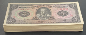 Ecuador, 5 Sucres, 1988, UNC, p113d, BUNDLE, (Total 100 Banknotes)
Estimate: USD 75-150