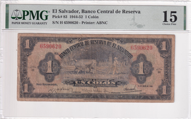 El Salvador, 1 Colón, 1944/1952, FINE, p83, PMG 15
Estimate: USD 75-150