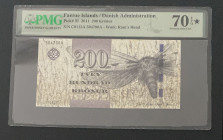 Faeroe Islands, 200 Kronur, 2011, UNC, p31, PMG 70 EPQ, Danish Administration, High Condition
Estimate: USD 400-800