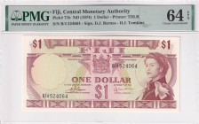 Fiji, 1 Dollar, 1974, UNC, p71b, PMG 64 EPQ, Queen Elizabeth II. Potrait
Estimate: USD 200-400