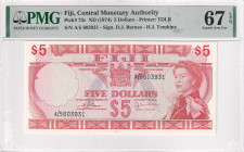 Fiji, 5 Dollars, 1974, UNC, p73c, PMG 67 EPQ, High condition
, Queen Elizabeth II. Potrait
Estimate: USD 300-600