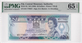 Fiji, 20 Dollars, 1986, UNC, p85, PMG 65 EPQ, Queen Elizabeth II. Potrait
Estimate: USD 200-400