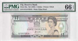 Fiji, 1 Dollar, 1993, UNC, p89a, PMG 66 EPQ, Queen Elizabeth II. Potrait
Estimate: USD 25-50