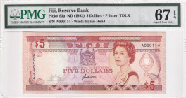 Fiji, 5 Dollars, 1992, UNC, p93a, PMG 67 EPQ, High condition
, Queen Elizabeth II. Potrait
Estimate: USD 200-400