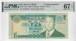 Fiji, 2 Dollars, 2000, UNC, p102a, PMG 67 EPQ, High condition
, Commemorative banknote
Estimate: USD 25-50