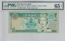 Fiji, 2 Dollars, 2002, UNC, p104a, PMG 65 EPQ, Queen Elizabeth II. Potrait
Estimate: USD 30-60