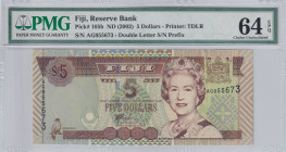 Fiji, 5 Dollars, 2002, UNC, p105b, PMG 64 EPQ, Queen Elizabeth II. Potrait
Estimate: USD 30-60