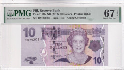 Fiji, 10 Dollars, 2012, UNC, p111b, PMG 67 EPQ, High condition
, Queen Elizabeth II. Potrait
Estimate: USD 30-60