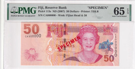 Fiji, 50 Dollars, 2007, UNC, p113s, SPECIMEN, PMG 65 EPQ, Queen Elizabeth II. Potrait
Estimate: USD 150-300