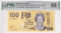 Fiji, 100 Dollars, 2007, UNC, p114a, PMG 63 EPQ, Queen Elizabeth II. Potrait
Estimate: USD 100-200