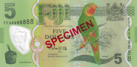 Fiji, 5 Dollars, 2012, UNC, p115a, SPECIMEN, Polymer
Estimate: USD 30-60
