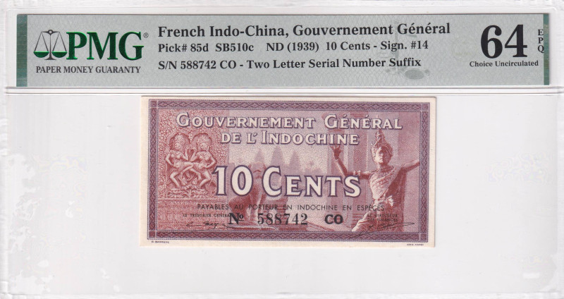 French Indo-China, 10 Cents, 1939, UNC, p85d, PMG 64 EPQ
Estimate: USD 25-50