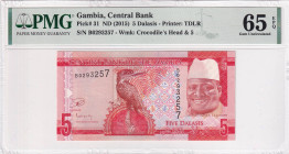 Gambia, 5 Dalasis, 2015, UNC, p31, PMG 65 EPQ
Estimate: USD 25-50