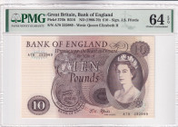 Great Britain, 10 Pounds, 1966/1970, UNC, p376b, PMG 64 EPQ, Queen Elizabeth II. Potrait
Estimate: USD 100-200