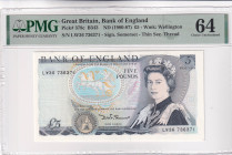 Great Britain, 5 Pounds, 1980/1987, UNC, p378c, PMG 64, Queen Elizabeth II. Potrait
Estimate: USD 50-100