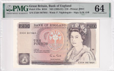 Great Britain, 10 Pounds, 1988/1991, UNC, p379e, PMG 64, Queen Elizabeth II. Potrait
Estimate: USD 150-300